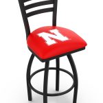 University of Nebraska 36-Inch Swivel Extra Tall Bar Stool w/ Black Wrinkle Finish, Ladder Back, 2.5-Inch Cushion Seat 4 University of Nebraska 36-Inch Swivel Extra Tall Bar Stool w/ Black Wrinkle Finish, Ladder Back, 2.5-Inch Cushion Seat