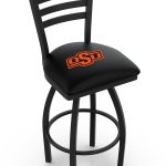 Oklahoma State University 36-Inch Swivel Extra Tall Bar Stool w/ Black Wrinkle Finish, Ladder Back, 2.5-Inch Cushion Seat 4 Oklahoma State University 36-Inch Swivel Extra Tall Bar Stool w/ Black Wrinkle Finish, Ladder Back, 2.5-Inch Cushion Seat