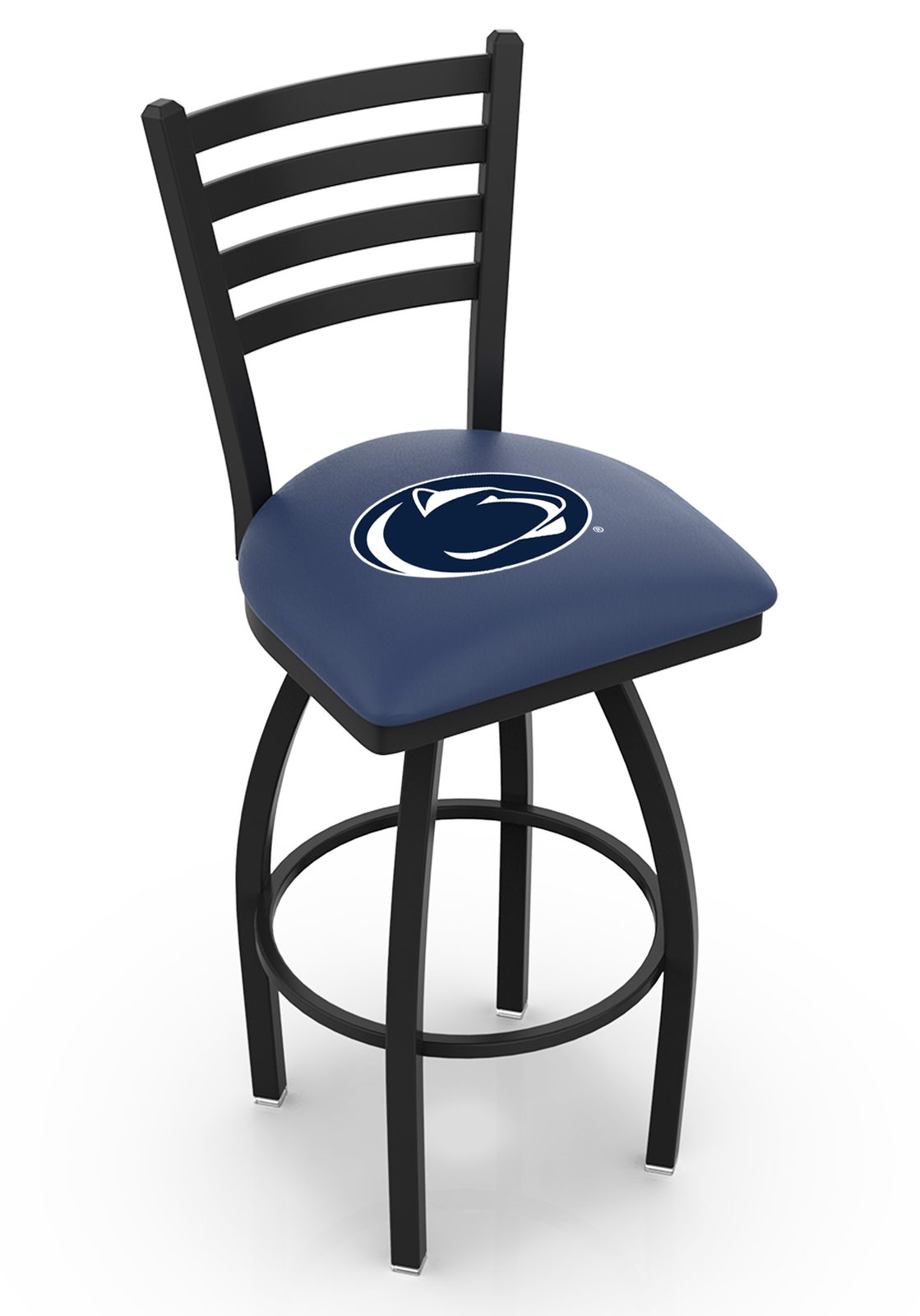 Pennsylvania State University 36-Inch Swivel Extra Tall Bar Stool w/ Black Wrinkle Finish, Ladder Back, 2.5-Inch Cushion Seat 1 Pennsylvania State University 36-Inch Swivel Extra Tall Bar Stool w/ Black Wrinkle Finish, Ladder Back, 2.5-Inch Cushion Seat