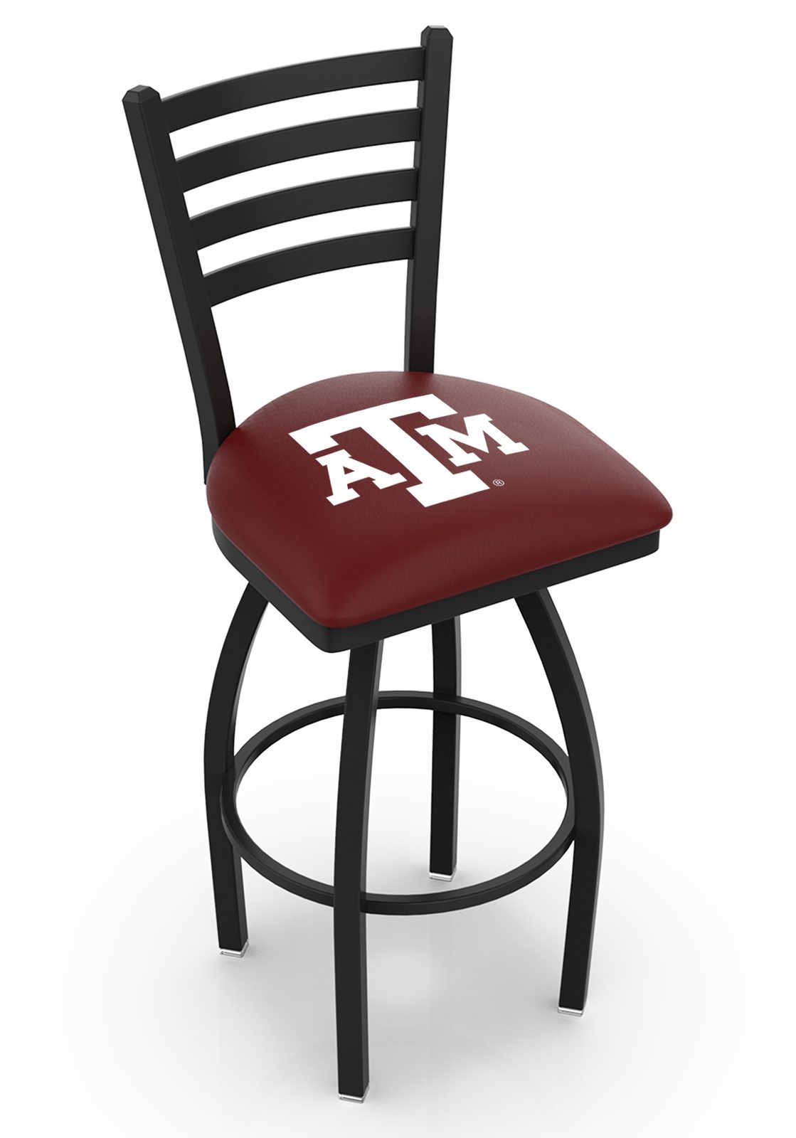Texas A&M 36-Inch Swivel Extra Tall Bar Stool w/ Black Wrinkle Finish, Ladder Back, 2.5-Inch Cushion Seat 1 Texas A&M 36-Inch Swivel Extra Tall Bar Stool w/ Black Wrinkle Finish, Ladder Back, 2.5-Inch Cushion Seat