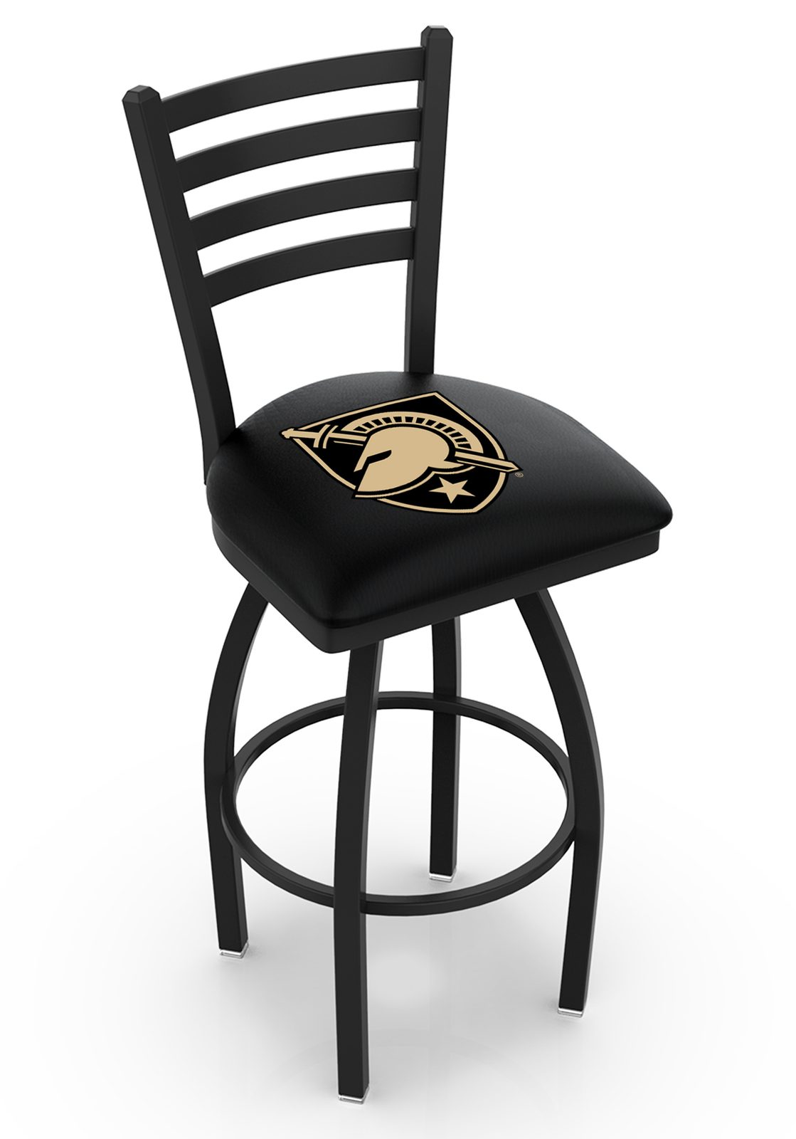 US Military Academy 25-Inch Swivel Counter Stool w/ Black Wrinkle Finish, Ladder Back, 2.5-Inch Cushion Seat 1 US Military Academy 25-Inch Swivel Counter Stool w/ Black Wrinkle Finish, Ladder Back, 2.5-Inch Cushion Seat