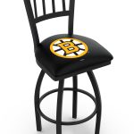 Boston Bruins 36-Inch Swivel Extra Tall Bar Stool w/ Black Wrinkle Finish, Jailhouse Back, 2.5-Inch Cushion Seat 5 Boston Bruins 36-Inch Swivel Extra Tall Bar Stool w/ Black Wrinkle Finish, Jailhouse Back, 2.5-Inch Cushion Seat
