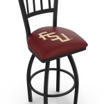 Florida State University 25-Inch Swivel Counter Stool w/ Black Wrinkle Finish, Jailhouse Back, 2.5-Inch Cushion Seat (Script Logo) 4 Florida State University 25-Inch Swivel Counter Stool w/ Black Wrinkle Finish, Jailhouse Back, 2.5-Inch Cushion Seat (Script Logo)