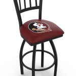 Florida State University 36-Inch Swivel Extra Tall Bar Stool w/ Black Wrinkle Finish, Jailhouse Back, 2.5-Inch Cushion Seat (Head Logo) 4 Florida State University 36-Inch Swivel Extra Tall Bar Stool w/ Black Wrinkle Finish, Jailhouse Back, 2.5-Inch Cushion Seat (Head Logo)