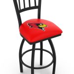 Illinois State University 36-Inch Swivel Extra Tall Bar Stool w/ Black Wrinkle Finish, Jailhouse Back, 2.5-Inch Cushion Seat 4 Illinois State University 36-Inch Swivel Extra Tall Bar Stool w/ Black Wrinkle Finish, Jailhouse Back, 2.5-Inch Cushion Seat