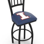 University of Illinois 36-Inch Swivel Extra Tall Bar Stool w/ Black Wrinkle Finish, Jailhouse Back, 2.5-Inch Cushion Seat 4 University of Illinois 36-Inch Swivel Extra Tall Bar Stool w/ Black Wrinkle Finish, Jailhouse Back, 2.5-Inch Cushion Seat