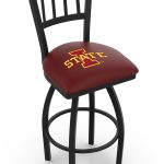 Iowa State University 36-Inch Swivel Extra Tall Bar Stool w/ Black Wrinkle Finish, Jailhouse Back, 2.5-Inch Cushion Seat