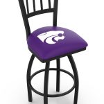 Kansas State University 36-Inch Swivel Extra Tall Bar Stool w/ Black Wrinkle Finish, Jailhouse Back, 2.5-Inch Cushion Seat