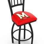 University of Maryland 36-Inch Swivel Extra Tall Bar Stool w/ Black Wrinkle Finish, Jailhouse Back, 2.5-Inch Cushion Seat
