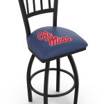 University of Mississippi 36-Inch Swivel Extra Tall Bar Stool w/ Black Wrinkle Finish, Jailhouse Back, 2.5-Inch Cushion Seat