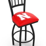 University of Nebraska 36-Inch Swivel Extra Tall Bar Stool w/ Black Wrinkle Finish, Jailhouse Back, 2.5-Inch Cushion Seat 4 University of Nebraska 36-Inch Swivel Extra Tall Bar Stool w/ Black Wrinkle Finish, Jailhouse Back, 2.5-Inch Cushion Seat