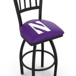 Northwestern University 36-Inch Swivel Extra Tall Bar Stool w/ Black Wrinkle Finish, Jailhouse Back, 2.5-Inch Cushion Seat 4 Northwestern University 36-Inch Swivel Extra Tall Bar Stool w/ Black Wrinkle Finish, Jailhouse Back, 2.5-Inch Cushion Seat