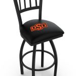 Oklahoma State University 36-Inch Swivel Extra Tall Bar Stool w/ Black Wrinkle Finish, Jailhouse Back, 2.5-Inch Cushion Seat 4 Oklahoma State University 36-Inch Swivel Extra Tall Bar Stool w/ Black Wrinkle Finish, Jailhouse Back, 2.5-Inch Cushion Seat