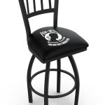 POW/MIA 36-Inch Swivel Extra Tall Bar Stool w/ Black Wrinkle Finish, Jailhouse Back, 2.5-Inch Cushion Seat 4 POW/MIA 36-Inch Swivel Extra Tall Bar Stool w/ Black Wrinkle Finish, Jailhouse Back, 2.5-Inch Cushion Seat