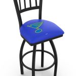 St Louis Blues 36-Inch Swivel Extra Tall Bar Stool w/ Black Wrinkle Finish, Jailhouse Back, 2.5-Inch Cushion Seat