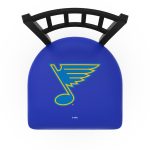 St Louis Blues 36-Inch Swivel Extra Tall Bar Stool w/ Black Wrinkle Finish, Jailhouse Back, 2.5-Inch Cushion Seat