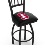 Stanford University 36-Inch Swivel Extra Tall Bar Stool w/ Black Wrinkle Finish, Jailhouse Back, 2.5-Inch Cushion Seat 4 Stanford University 36-Inch Swivel Extra Tall Bar Stool w/ Black Wrinkle Finish, Jailhouse Back, 2.5-Inch Cushion Seat