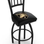 US Military Academy 36-Inch Swivel Extra Tall Bar Stool w/ Black Wrinkle Finish, Jailhouse Back, 2.5-Inch Cushion Seat