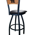 University of Houston 36-Inch Swivel Extra Tall Bar Stool w/ Black Wrinkle Finish, Solid Wood Back, 2.5-Inch Cushion Seat 7 University of Houston 36-Inch Swivel Extra Tall Bar Stool w/ Black Wrinkle Finish, Solid Wood Back, 2.5-Inch Cushion Seat