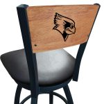 Illinois State University 36-Inch Swivel Extra Tall Bar Stool w/ Black Wrinkle Finish, Solid Wood Back, 2.5-Inch Cushion Seat