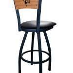 Illinois State University 36-Inch Swivel Extra Tall Bar Stool w/ Black Wrinkle Finish, Solid Wood Back, 2.5-Inch Cushion Seat