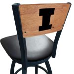 University of Illinois 36-Inch Swivel Extra Tall Bar Stool w/ Black Wrinkle Finish, Solid Wood Back, 2.5-Inch Cushion Seat 6 University of Illinois 36-Inch Swivel Extra Tall Bar Stool w/ Black Wrinkle Finish, Solid Wood Back, 2.5-Inch Cushion Seat