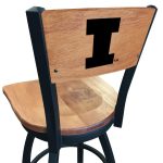 University of Illinois 36-Inch Swivel Extra Tall Bar Stool w/ Black Wrinkle Finish, Solid Wood Back, Solid Maple Wood Seat 6 University of Illinois 36-Inch Swivel Extra Tall Bar Stool w/ Black Wrinkle Finish, Solid Wood Back, Solid Maple Wood Seat