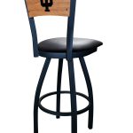Indiana University 36-Inch Swivel Extra Tall Bar Stool w/ Black Wrinkle Finish, Solid Wood Back, 2.5-Inch Cushion Seat