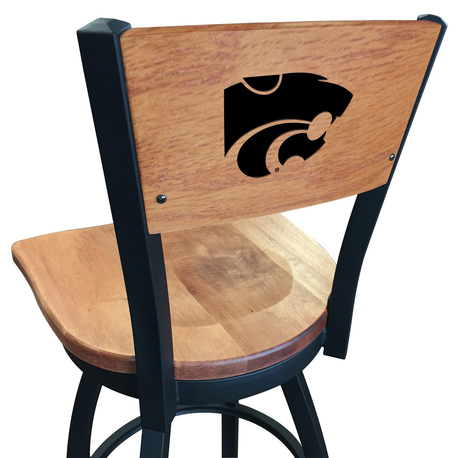Kansas State University 36-Inch Swivel Extra Tall Bar Stool w/ Black Wrinkle Finish, Solid Wood Back, Solid Maple Wood Seat 1 Kansas State University 36-Inch Swivel Extra Tall Bar Stool w/ Black Wrinkle Finish, Solid Wood Back, Solid Maple Wood Seat