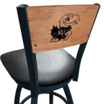 University of Kansas 36-Inch Swivel Extra Tall Bar Stool w/ Black Wrinkle Finish, Solid Wood Back, 2.5-Inch Cushion Seat