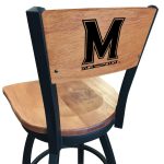 University of Maryland 36-Inch Swivel Extra Tall Bar Stool w/ Black Wrinkle Finish, Solid Wood Back, Solid Maple Wood Seat