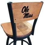 University of Mississippi 36-Inch Swivel Extra Tall Bar Stool w/ Black Wrinkle Finish, Solid Wood Back, Solid Maple Wood Seat