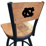 University of North Carolina 36-Inch Swivel Extra Tall Bar Stool w/ Black Wrinkle Finish, Solid Wood Back, Solid Maple Wood Seat