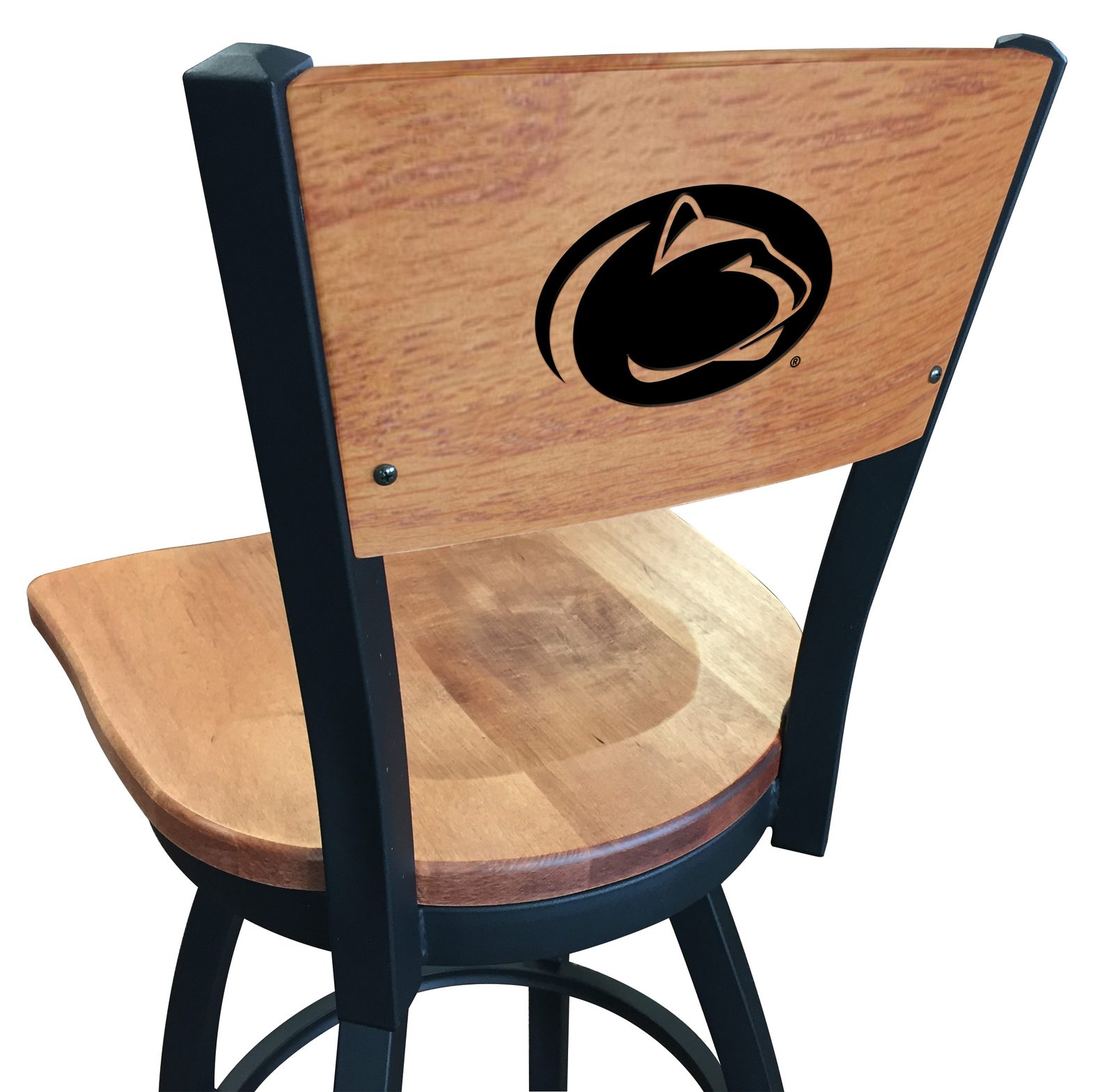 Pennsylvania State University 36-Inch Swivel Extra Tall Bar Stool w/ Black Wrinkle Finish, Solid Wood Back, Solid Maple Wood Seat 1 Pennsylvania State University 36-Inch Swivel Extra Tall Bar Stool w/ Black Wrinkle Finish, Solid Wood Back, Solid Maple Wood Seat