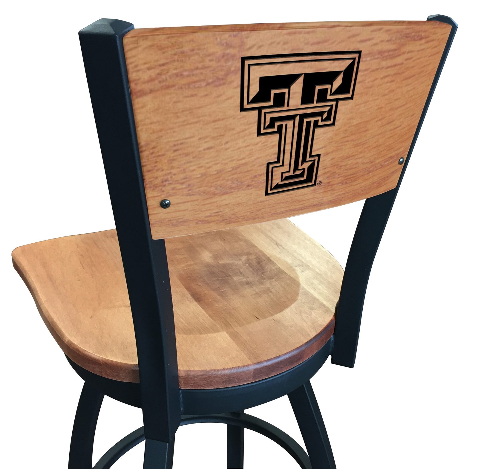 Texas Tech University 36-Inch Swivel Extra Tall Bar Stool w/ Black Wrinkle Finish, Solid Wood Back, Solid Maple Wood Seat 1 Texas Tech University 36-Inch Swivel Extra Tall Bar Stool w/ Black Wrinkle Finish, Solid Wood Back, Solid Maple Wood Seat