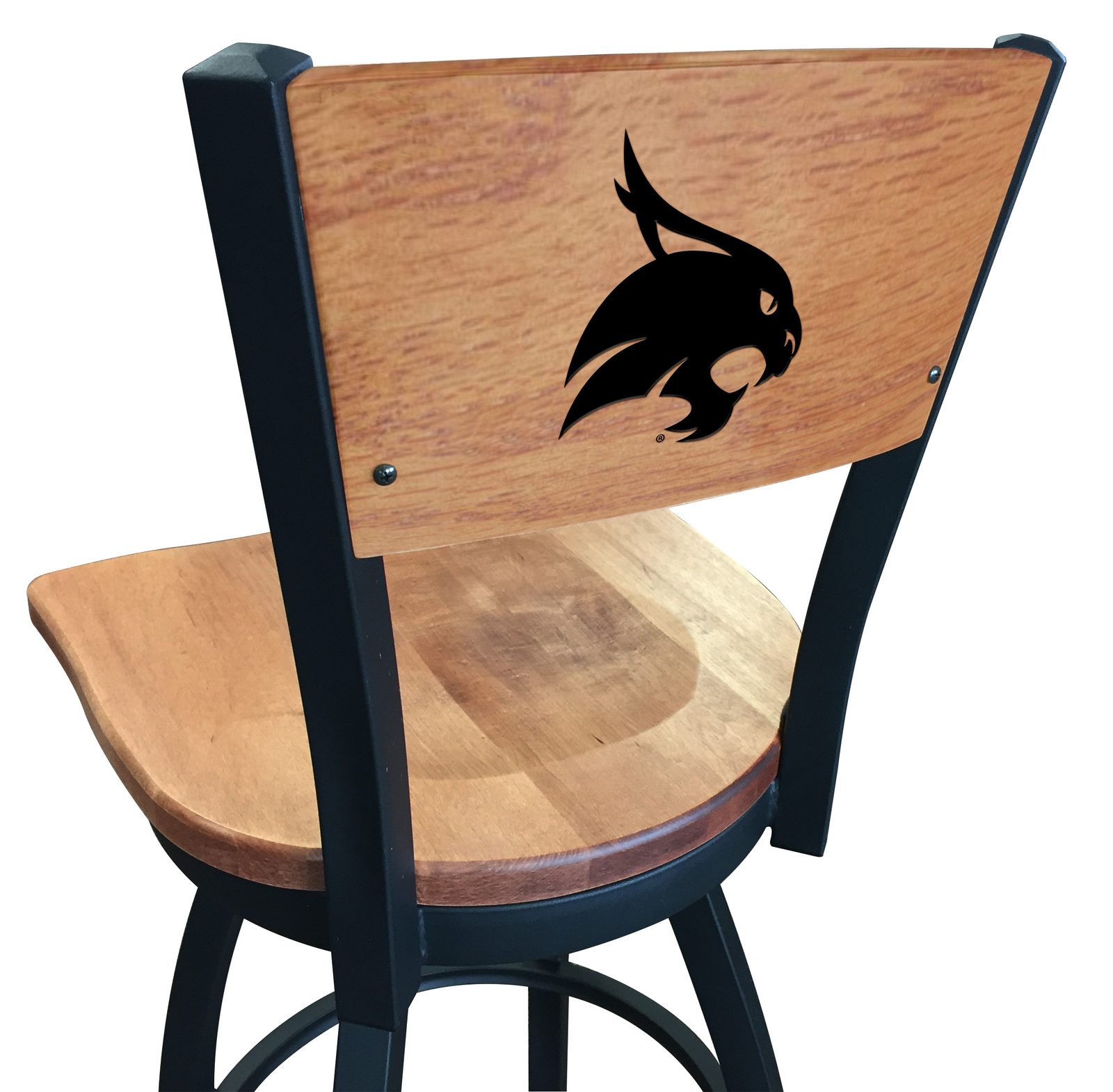 Texas State University 36-Inch Swivel Extra Tall Bar Stool w/ Black Wrinkle Finish, Solid Wood Back, Solid Maple Wood Seat 1 Texas State University 36-Inch Swivel Extra Tall Bar Stool w/ Black Wrinkle Finish, Solid Wood Back, Solid Maple Wood Seat