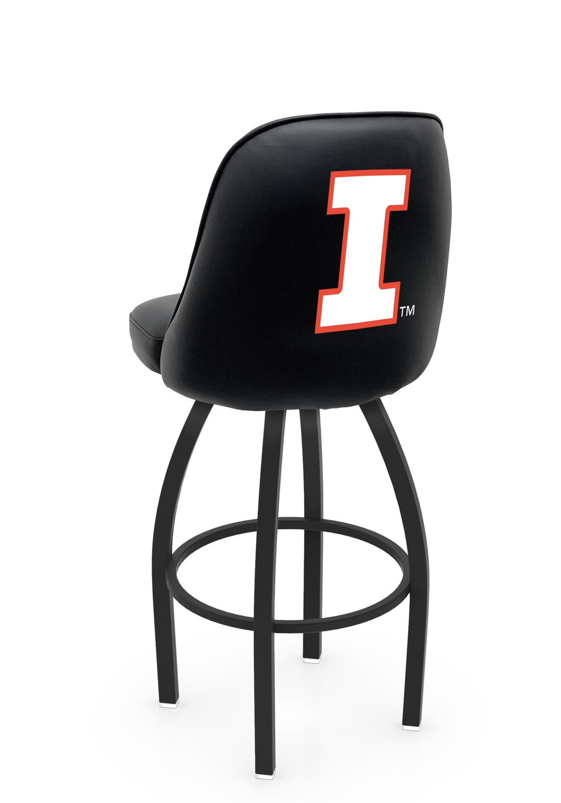 University of Illinois 36-Inch Swivel Extra Tall Bar Stool w/ Black Wrinkle Finish, Padded Back, 4-Inch Cushion Seat 1 University of Illinois 36-Inch Swivel Extra Tall Bar Stool w/ Black Wrinkle Finish, Padded Back, 4-Inch Cushion Seat