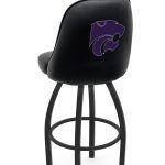 Kansas State University 36-Inch Swivel Extra Tall Bar Stool w/ Black Wrinkle Finish, Padded Back, 4-Inch Cushion Seat