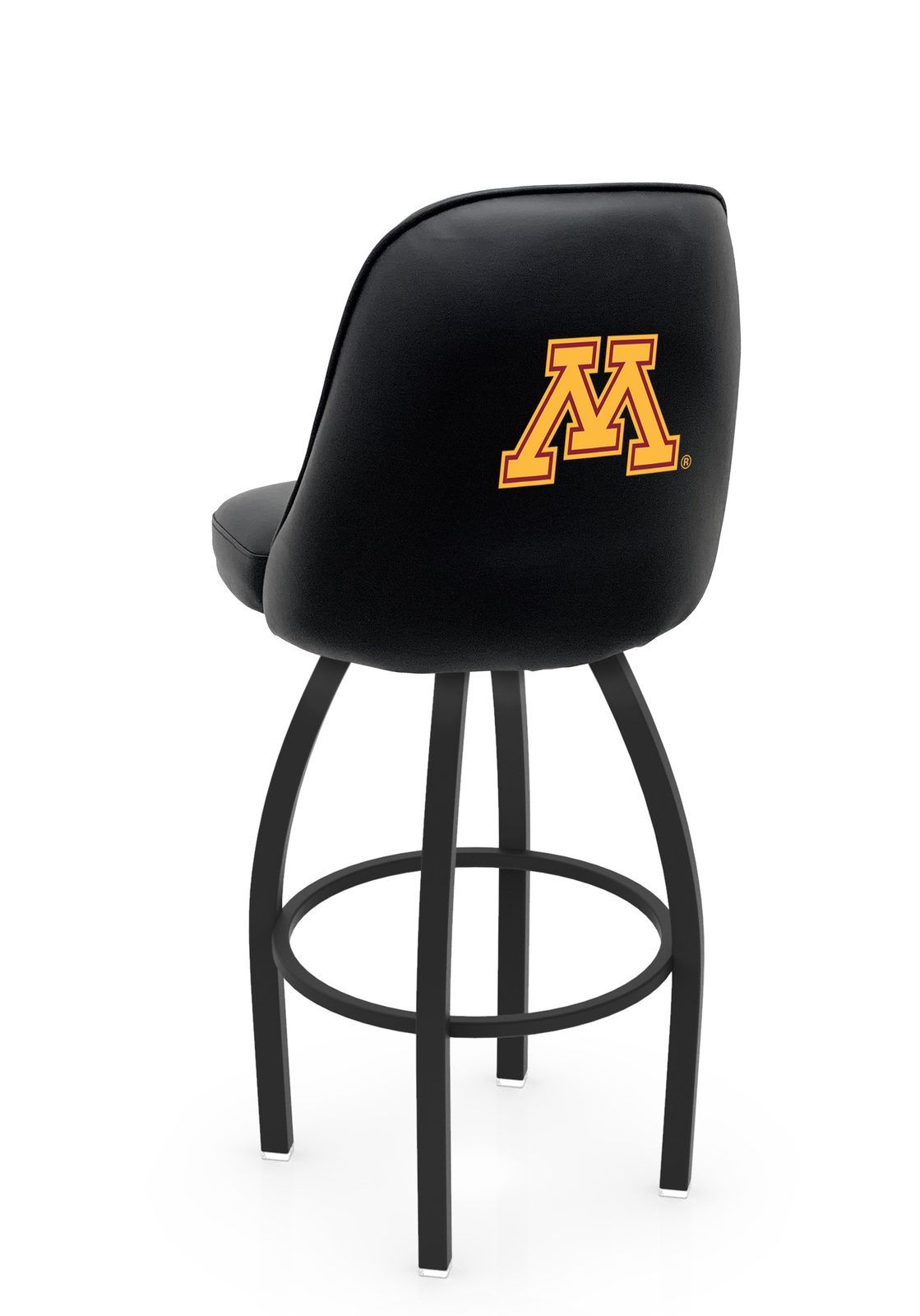 University of Minnesota 36-Inch Swivel Extra Tall Bar Stool w/ Black Wrinkle Finish, Padded Back, 4-Inch Cushion Seat 1 University of Minnesota 36-Inch Swivel Extra Tall Bar Stool w/ Black Wrinkle Finish, Padded Back, 4-Inch Cushion Seat