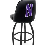 Northwestern University 36-Inch Swivel Extra Tall Bar Stool w/ Black Wrinkle Finish, Padded Back, 4-Inch Cushion Seat 5 Northwestern University 36-Inch Swivel Extra Tall Bar Stool w/ Black Wrinkle Finish, Padded Back, 4-Inch Cushion Seat