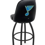 St Louis Blues 36-Inch Swivel Extra Tall Bar Stool w/ Black Wrinkle Finish, Padded Back, 4-Inch Cushion Seat 5 St Louis Blues 36-Inch Swivel Extra Tall Bar Stool w/ Black Wrinkle Finish, Padded Back, 4-Inch Cushion Seat