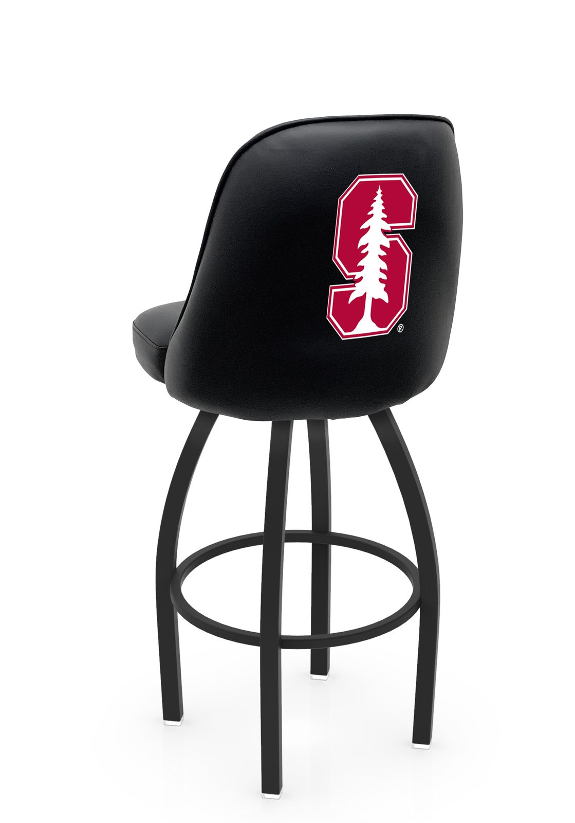 Stanford University 36-Inch Swivel Extra Tall Bar Stool w/ Black Wrinkle Finish, Padded Back, 4-Inch Cushion Seat 1 Stanford University 36-Inch Swivel Extra Tall Bar Stool w/ Black Wrinkle Finish, Padded Back, 4-Inch Cushion Seat