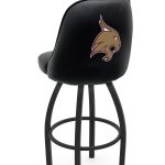 Texas State University 36-Inch Swivel Extra Tall Bar Stool w/ Black Wrinkle Finish, Padded Back, 4-Inch Cushion Seat 5 Texas State University 36-Inch Swivel Extra Tall Bar Stool w/ Black Wrinkle Finish, Padded Back, 4-Inch Cushion Seat