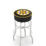 Boston Bruins 30-Inch Swivel Backless Bar Stool w/ Chrome Finish, Double-Ring Base, Cushion Seat 5 Boston Bruins 30-Inch Swivel Backless Bar Stool w/ Chrome Finish, Double-Ring Base, Cushion Seat