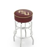 Florida State University 25-Inch Swivel Backless Counter Stool w/ Chrome Finish, Double-Ring Base, Cushion Seat (Script Logo) 4 Florida State University 25-Inch Swivel Backless Counter Stool w/ Chrome Finish, Double-Ring Base, Cushion Seat (Script Logo)