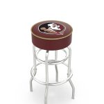 Florida State University 25-Inch Swivel Backless Counter Stool w/ Chrome Finish, Double-Ring Base, Cushion Seat (Head Logo) 4 Florida State University 25-Inch Swivel Backless Counter Stool w/ Chrome Finish, Double-Ring Base, Cushion Seat (Head Logo)