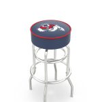 Fresno State University 25-Inch Swivel Backless Counter Stool w/ Chrome Finish, Double-Ring Base, Cushion Seat