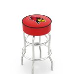 Illinois State University 25-Inch Swivel Backless Counter Stool w/ Chrome Finish, Double-Ring Base, Cushion Seat