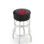 Indiana University 30-Inch Swivel Backless Bar Stool w/ Chrome Finish, Double-Ring Base, Cushion Seat