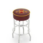 Iowa State University 25-Inch Swivel Backless Counter Stool w/ Chrome Finish, Double-Ring Base, Cushion Seat 4 Iowa State University 25-Inch Swivel Backless Counter Stool w/ Chrome Finish, Double-Ring Base, Cushion Seat